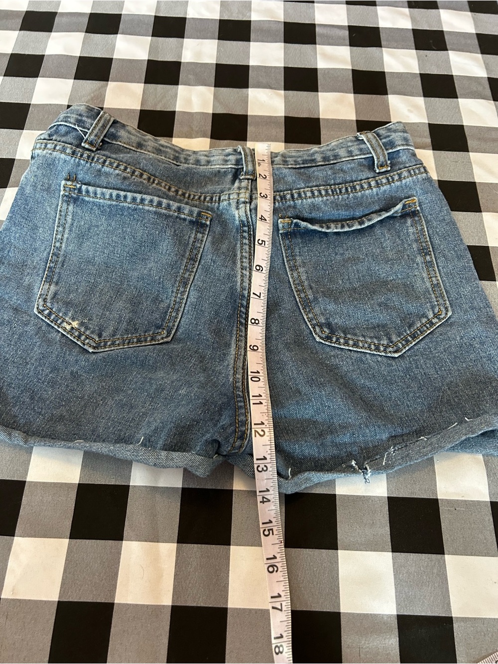 Free with any purchase SHEIN Light Blue High-Waist Denim Cutoff Shorts - Picture 4 of 7